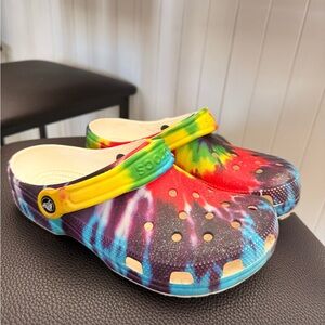 CROCS Kids Tie-Dye Clog - Red, Yellow, Blue, Purple, Green
